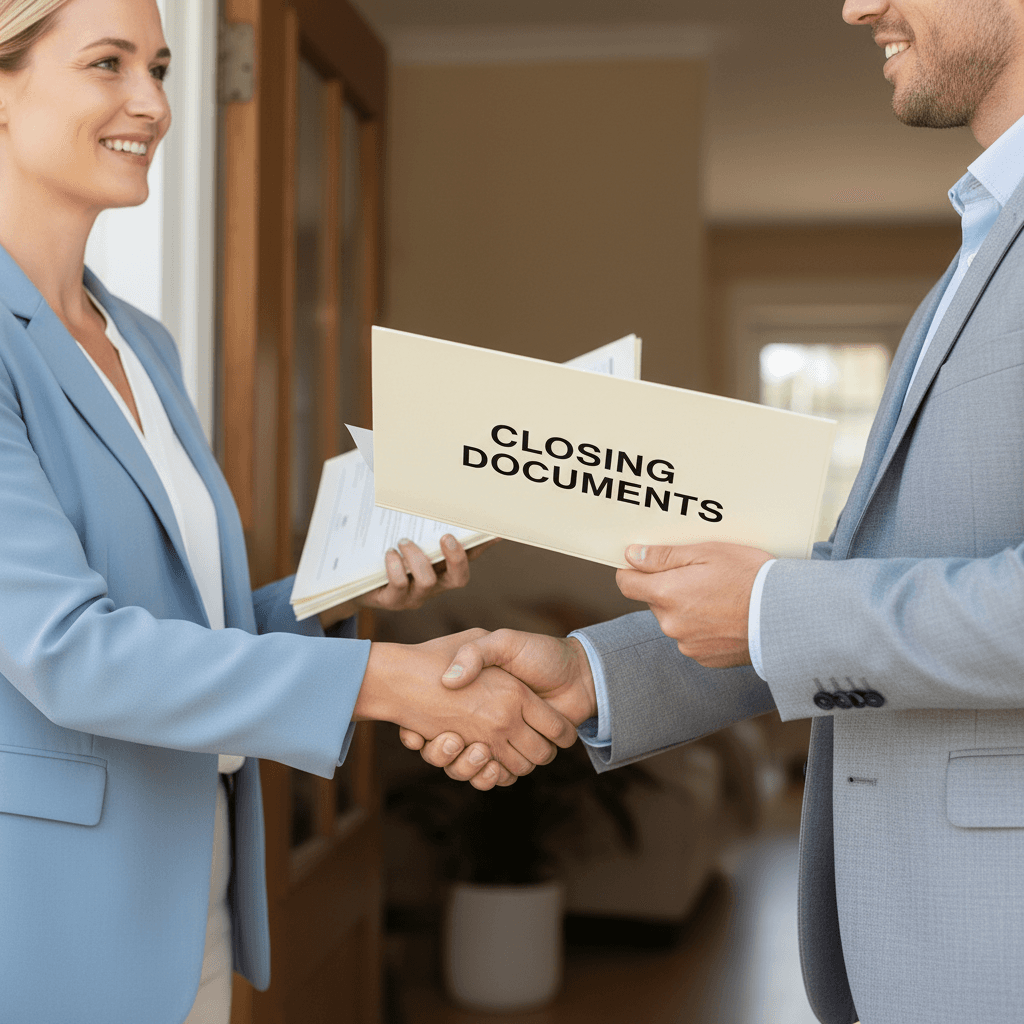 Intake specialist handing case file to a partner attorney