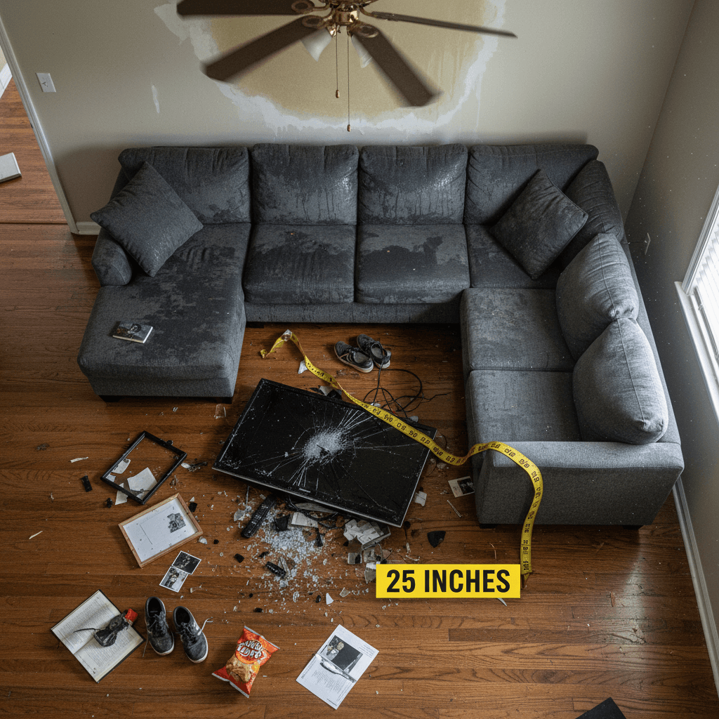 Overhead view of personal property damage from water