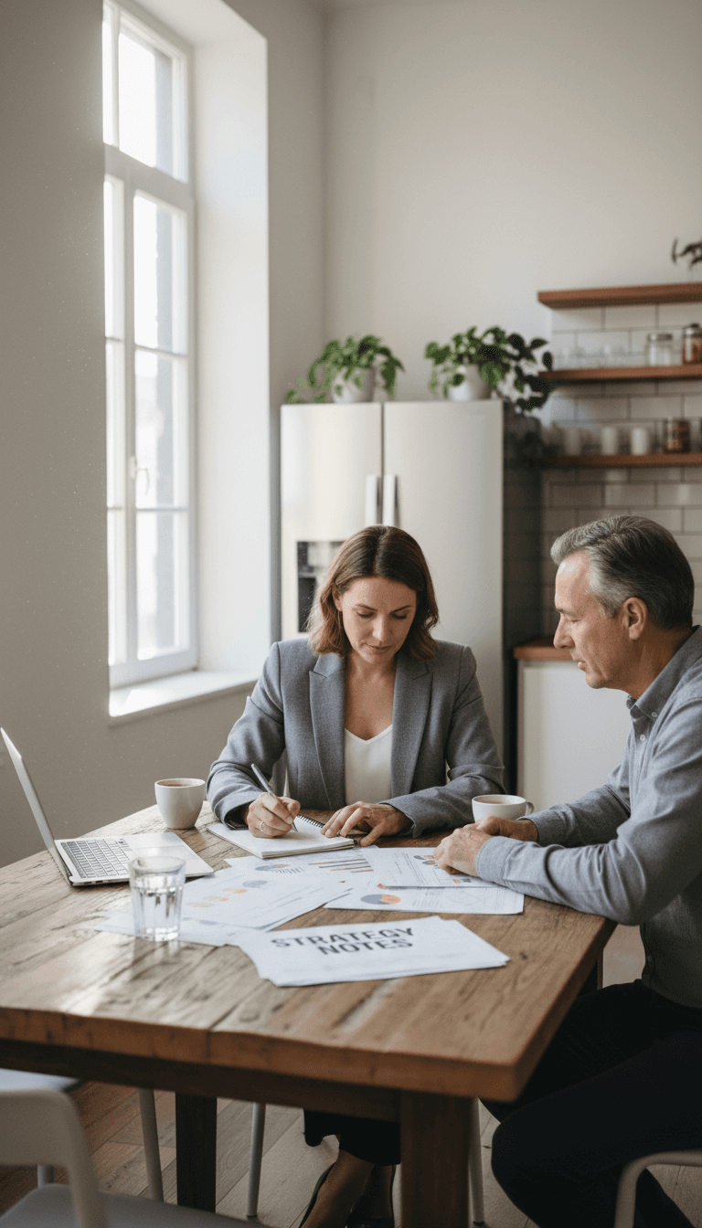 A representative meets with a client at their home to document accident damage and notarize paperwork.