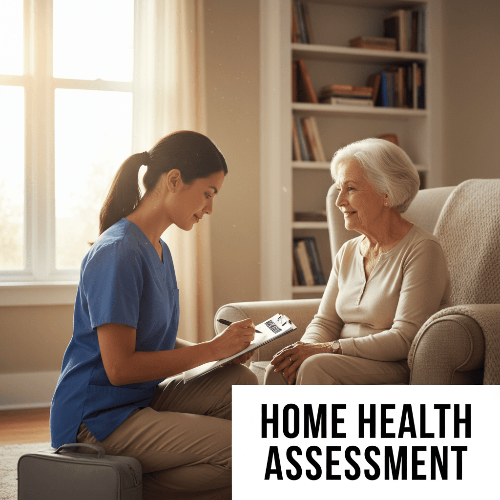 Professional representative taking notes on a clipboard during an in-home visit