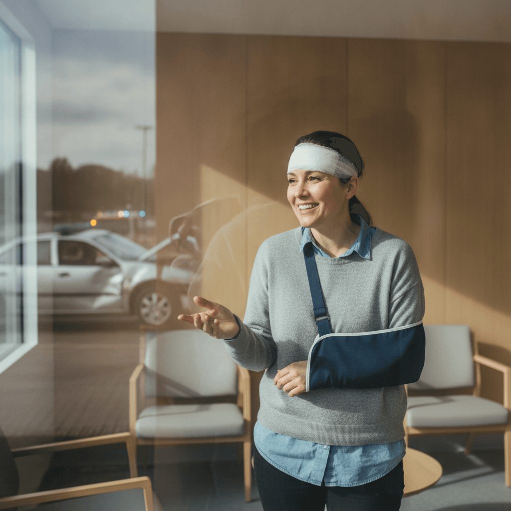 Vehicle accident victim engaged in a conversation with a field coordinator