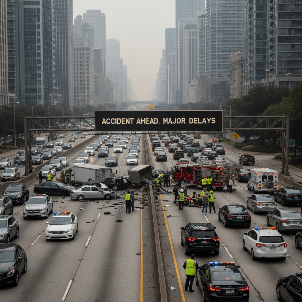 Several vehicles pulled over after an accident on a road