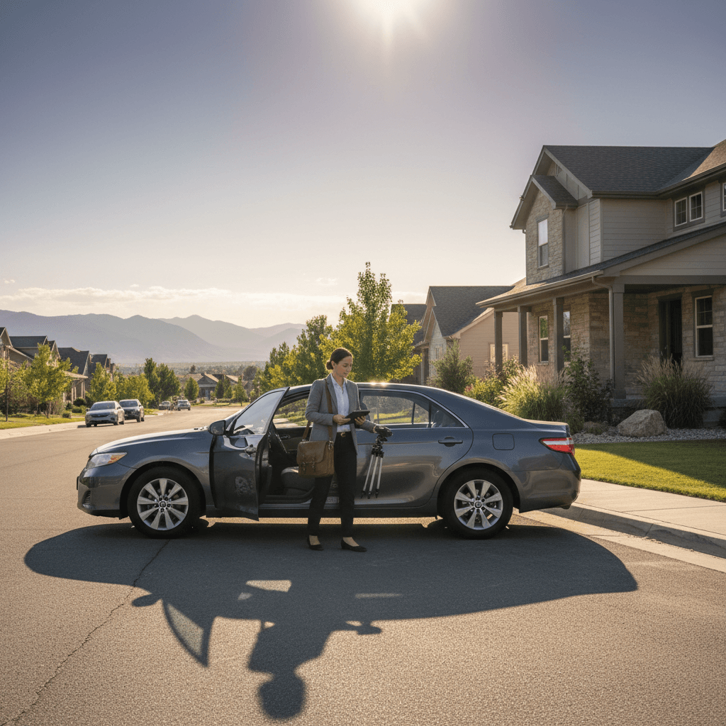 Mobile notary arriving at a home for an on-site visit